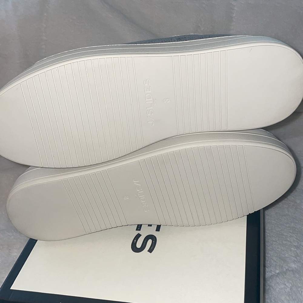 NWT J/SLIDES NADA Pewter Metallic Leather Sneaker - Picture 14 of 15
